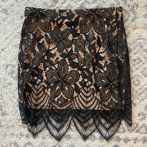 Express. Black and Tan lace skirt. High waisted. Size 4